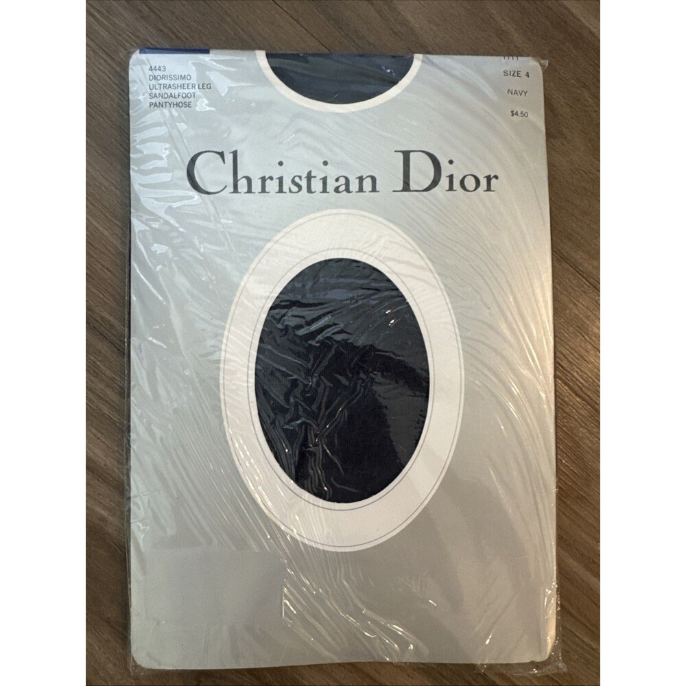 Vintage Christian Dior Diorissimo Ultra Sheer Pantyhose Navy Size 4
